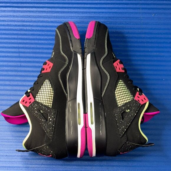 Size 9.5Y- GS Nike Air Jordan 4 Retro 30TH GG Black / Fuchsia 705344-027 - Picture 6 of 8